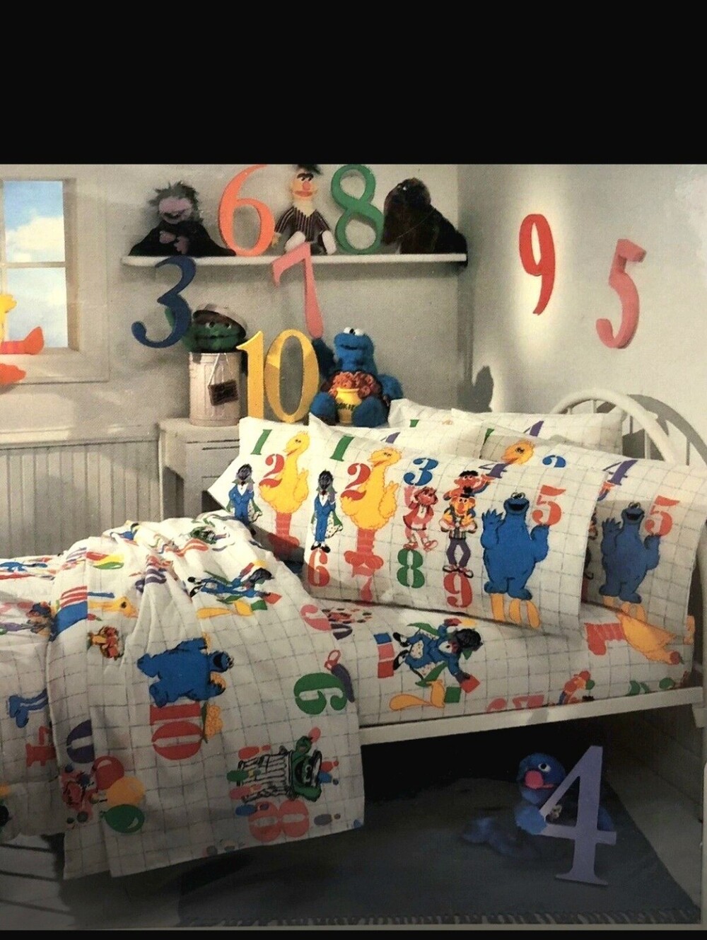 Vintage J.P. Stevens Sesame Street Count to 10 Full Fitted Sheet USA